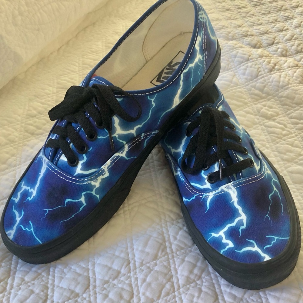 Vans Blue Lightning Bolt Canvas Sneakers